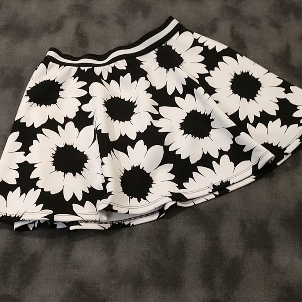 Justice Girl's Black and White Floral Skort